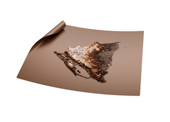 Map Of Nicaragua Old Style Brown On Unrolled Map Paper Sheet 3d Illustration
