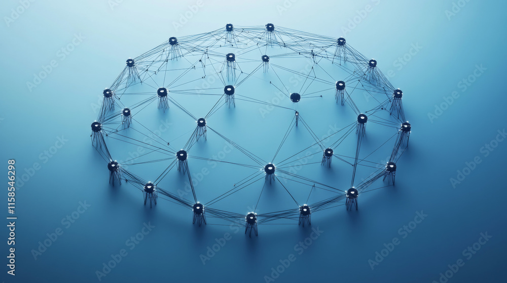 Aufkleber abstract global dot network circle digital connection and communication futuristic on blue backgroun