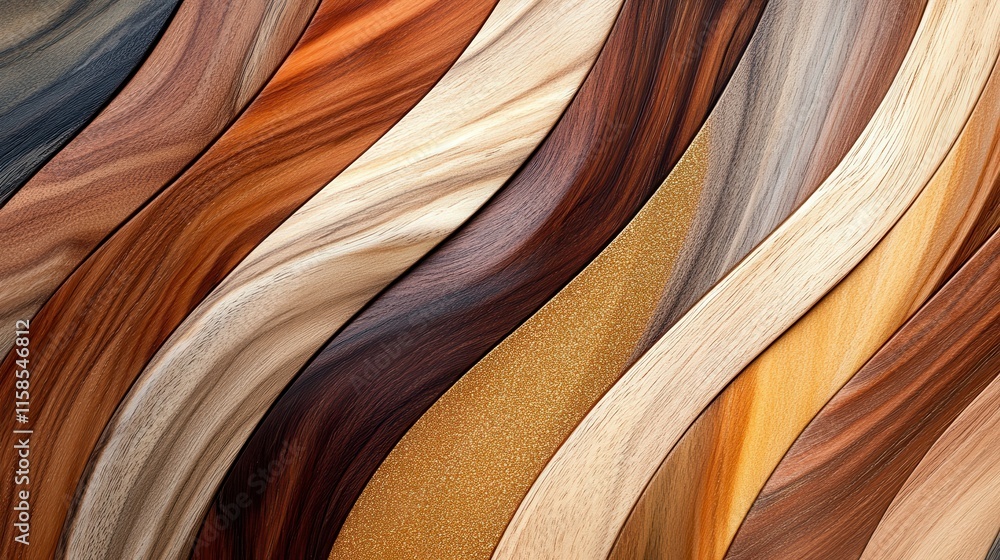 Aufkleber a vibrant display of wavy wood patterns showcasing various natural tones and textures, creating an a