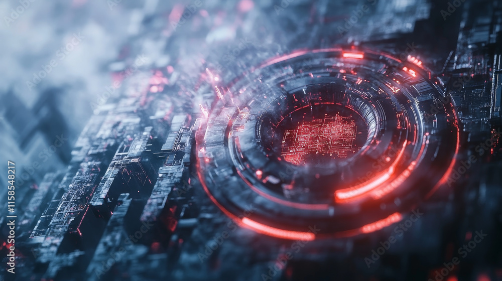 Poster abstract technology concept human digital and future circle interface technology on hi tech backgrou