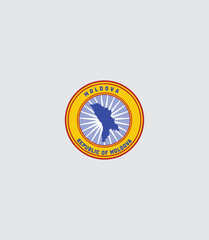 Elegant and modern Moldova map emblem in blue and yellow. Perfect for energy brands, creative projects, and professional logos.