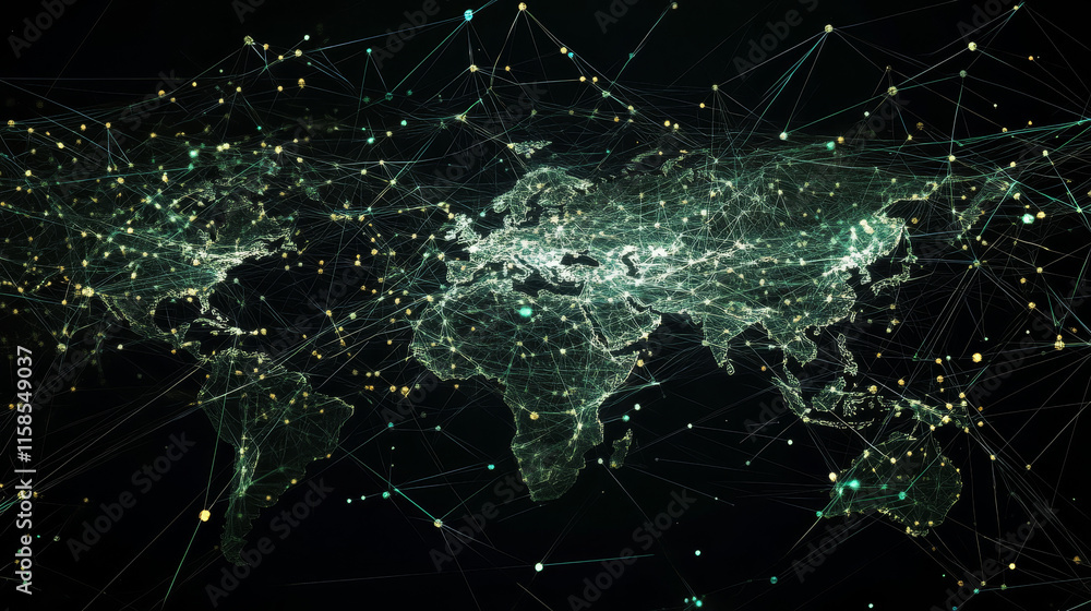 Poster abstract network background world map digital people business connection point and line modern desig