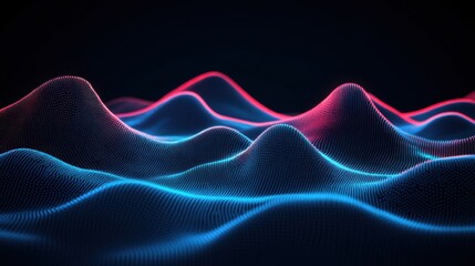 Obraz premium Abstract Digital Landscape with Blue and Red Waves