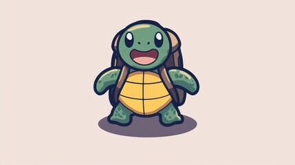Cute Turtle with Backpack Cartoon Animal Illustration Happy Traveler