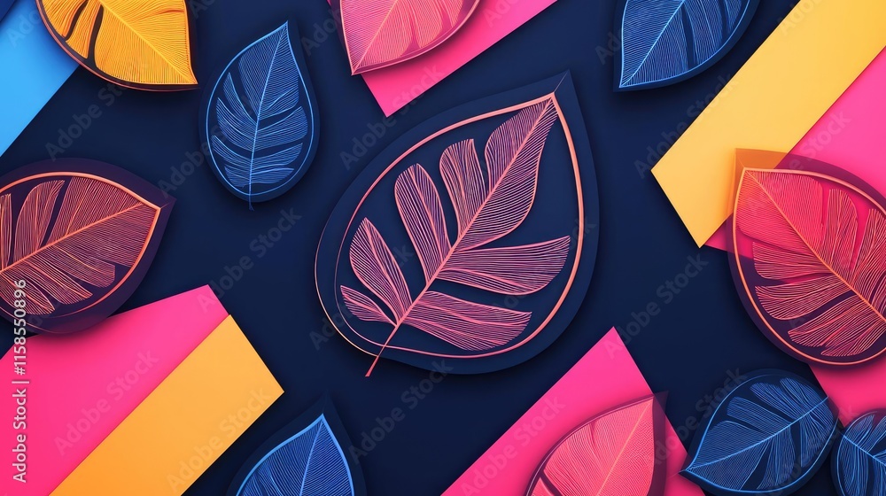 Aufkleber rose leaves abstract background concept. colorful paper leaves arranged artistically on a dark backg