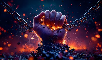Hands emerging from darkness, symbolizing liberation and resilience, showcasing the struggle for freedom and self-expression.