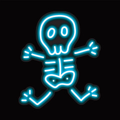 neon human bones isolated on black background. human bones icon with glowing neon lines. Vector illustration.