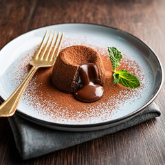 Decadent Gluten Free Chocolate Moelleux on Dessert Plate