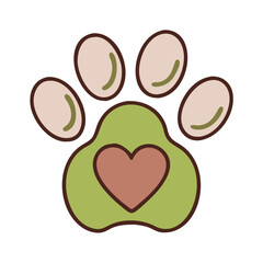 Paw Print with Heart Icon