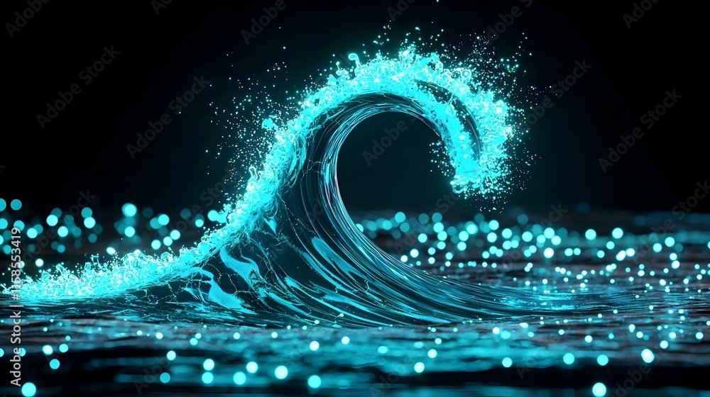 Poster dynamic wave of transformation, an abstract representation of fluid motion embodying the essence of 