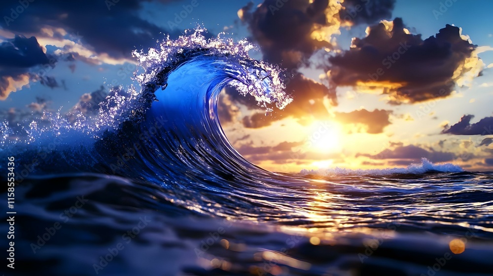 Poster Dynamic Wave, an abstract representation of a wave, embodying the essence of change and transformation in fluid motion.
