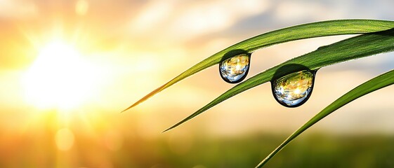 Capturing the Beauty and Science of Light Around Us showcasing a drop of water on a blade of grass refracting sunlight, with a natural background softly blurred.