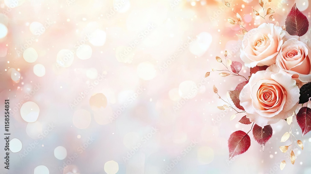 Aufkleber rose leaves abstract background concept. beautiful roses with a soft, dreamy background and bokeh li