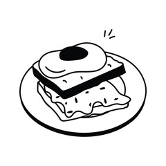Grilled cheese toast topped with melted cheese and egg