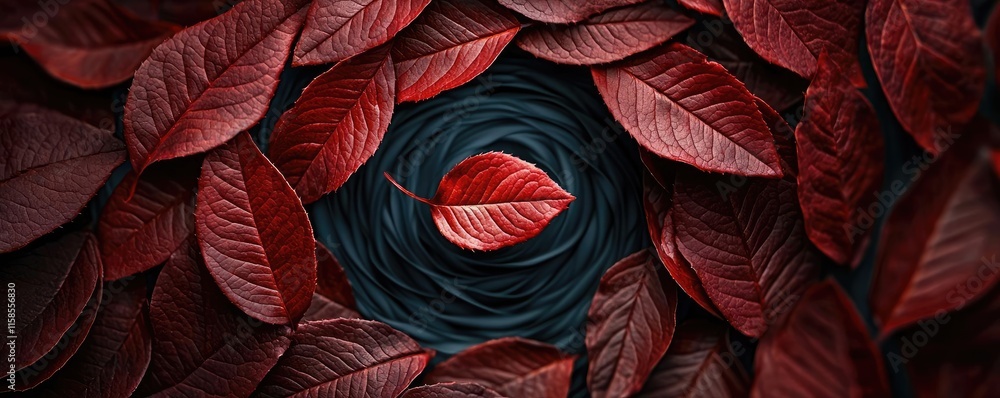 Poster rose leaves abstract background concept. a mesmerizing swirl of red leaves creates a captivating nat