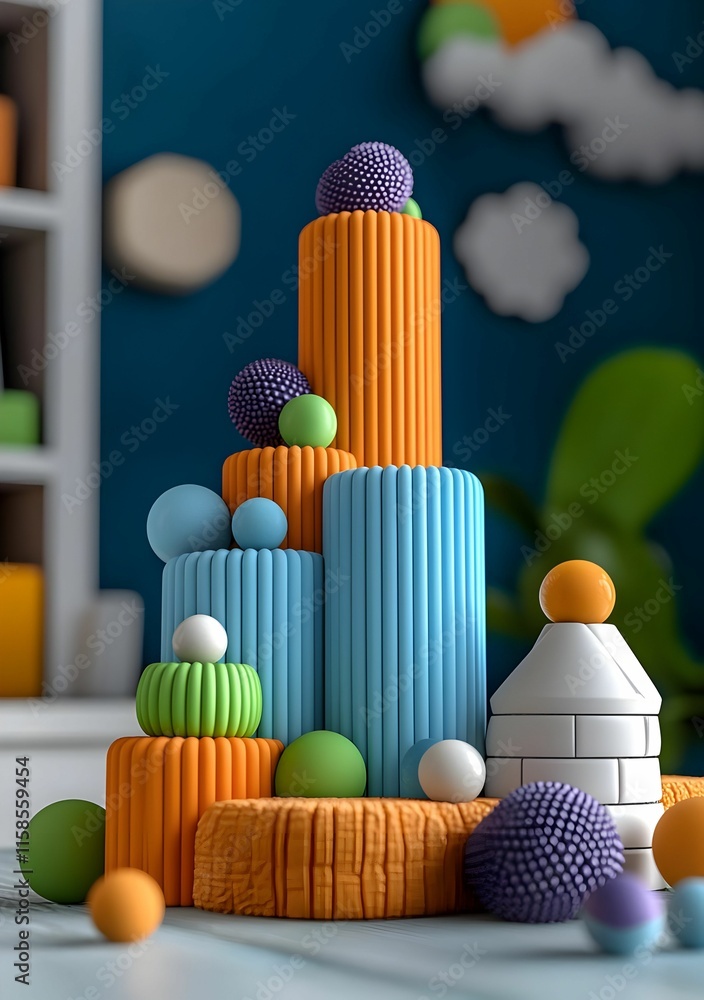 Poster vibrant 3d data visualization, a dynamic representation of big data analytics showcasing colorful gr