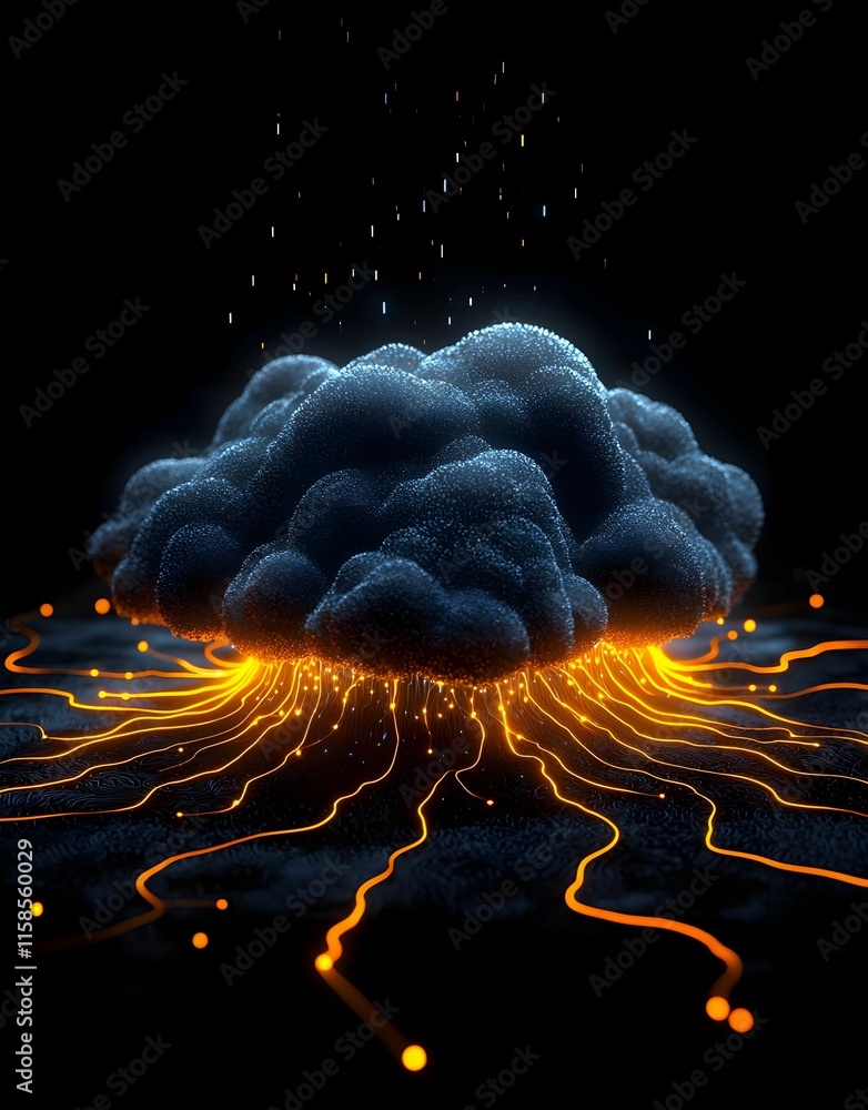Aufkleber colorful data points in clouds, vibrant symbols of data integration and innovation, showcasing the i