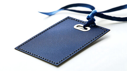 A blue tag with a blue ribbon tied around it. generated using AI