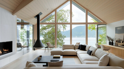 The beautiful interior of a sophisticated, minimalist and clean house