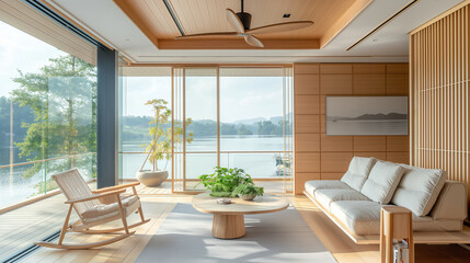 The beautiful interior of a sophisticated, minimalist and clean house