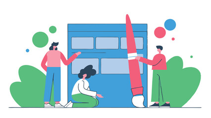 Creative Agency Team Working Around a Vibrant Artboard