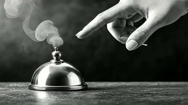 Service Bell Close Up in Black and White Minimalist Style