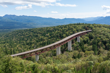Obraz premium 緑深橋から望む松見大橋の風景
