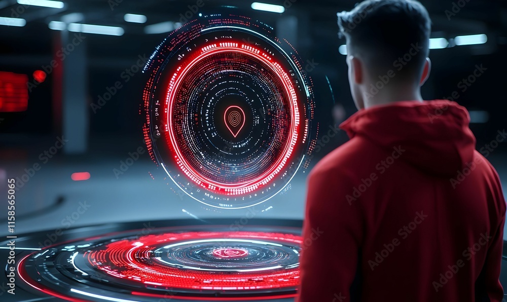 Poster futuristic ai integration, showcasing advanced technology merging with human interaction in a sleek,