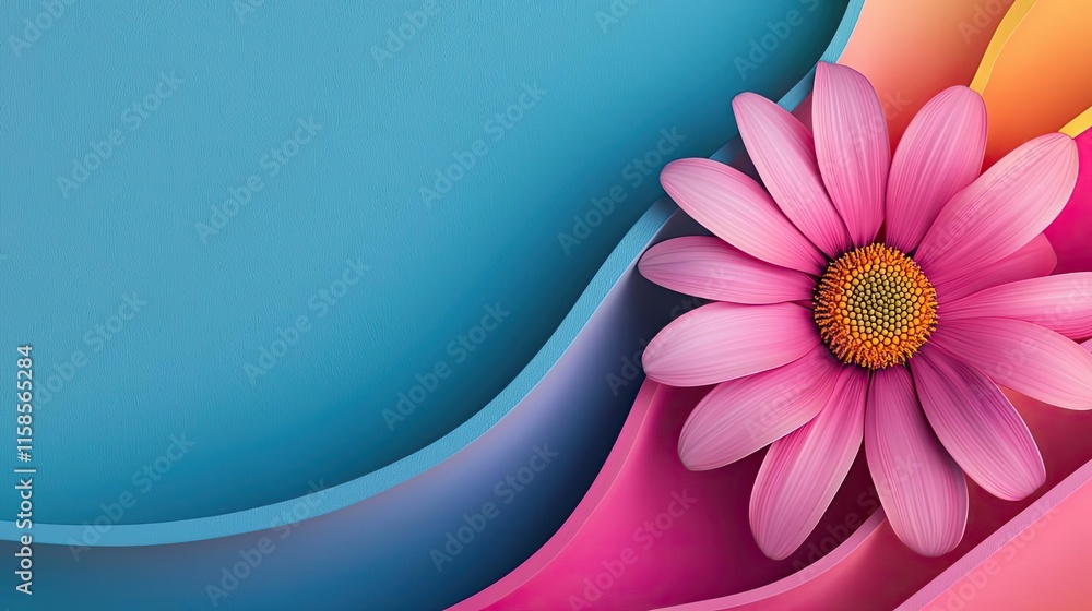 Aufkleber daisy floral abstract background idea. vibrant flower against a colorful abstract background, perfec