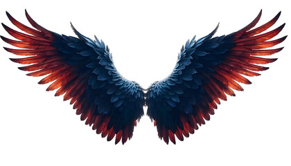 Obraz premium Majestic Dark Blue Red Wings Isolated White Background