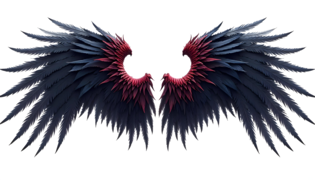 Dark Angel Wings Crimson Accents Feathery Texture Dramatic Style