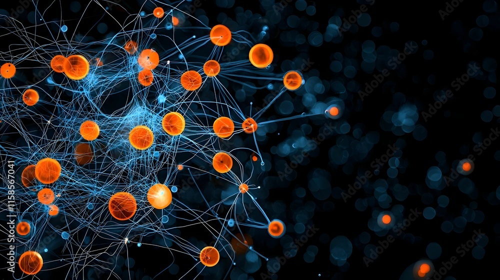 Poster vibrant abstract data visualization, dynamic shapes and colors depicting complex data clusters in an