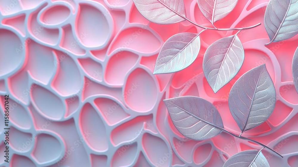 Poster rose leaves abstract background concept. elegant abstract design featuring delicate leaves and soft 