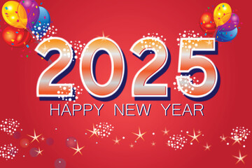 Happy new year 2025 celebration banner with ballon