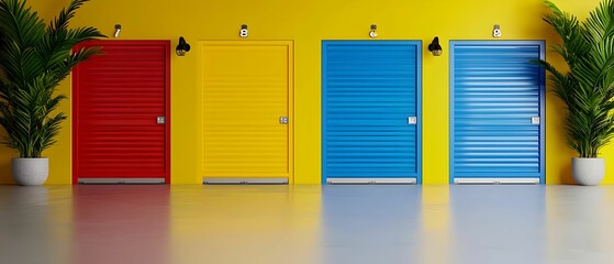 Vibrant Storage Units Symbolizing Climate Change Awareness, A striking visual representation of environmental concerns through colorful containers.