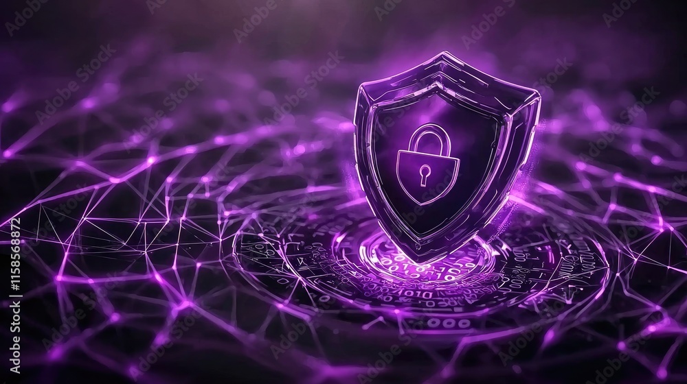 Poster cybersecurity protection measures digital realm graphic design futuristic environment close-up view 