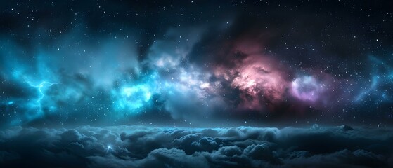 Fototapeta premium Enigmatic Celestial Scene with Colorful Clouds and Stellar Background