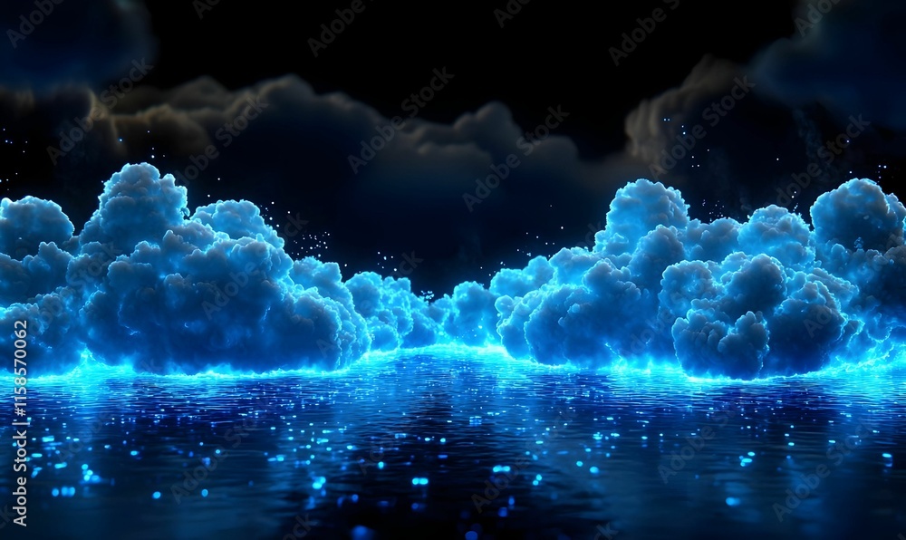 Poster digital cloud filled with vibrant data streams, symbolizing connectivity and the flow of information