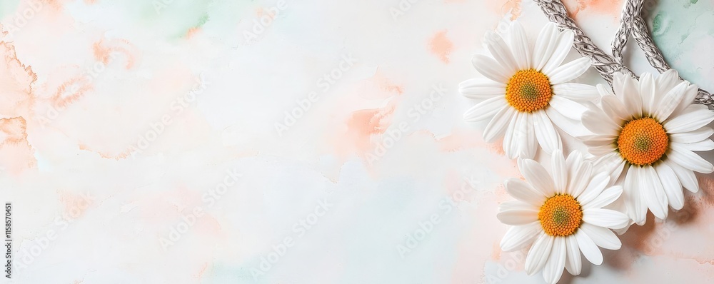 Poster daisy floral abstract background idea. a serene arrangement of daisies on a soft pastel background f