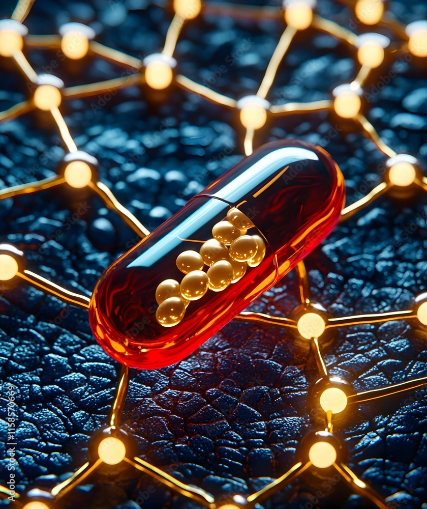 Aufkleber digital pills intertwined with neural network patterns, symbolizing the fusion of technology and hea