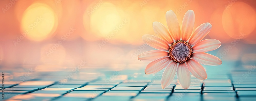 Poster daisy floral abstract background idea. a beautiful daisy with soft bokeh background, radiating tranq