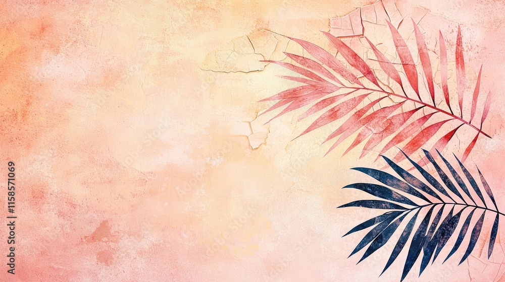 Aufkleber palm leaves abstract background concept. abstract floral background featuring colored palm leaves on