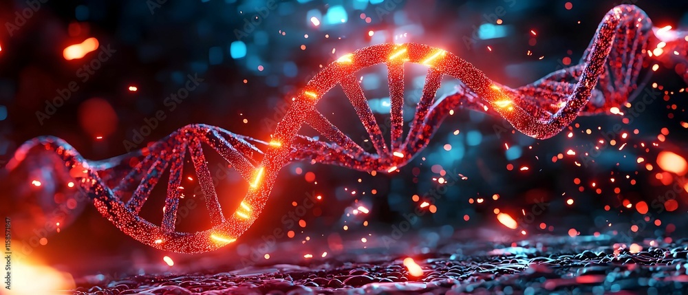Poster dna double helix model, intricate representation of genetic structure, showcasing the complexity of 