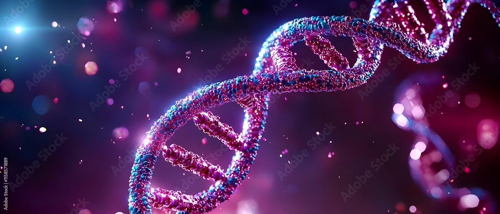 Poster dna double helix structure, intricate molecular design showcasing the complexity of genomics and gen