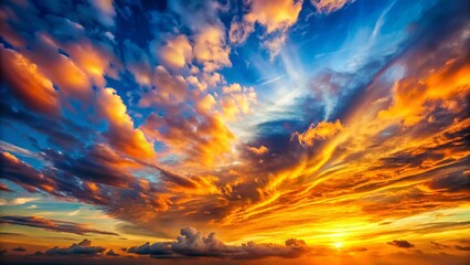 Abstract Sunrise Sky Background: Orange Blue Gradient Cloud Wallpaper