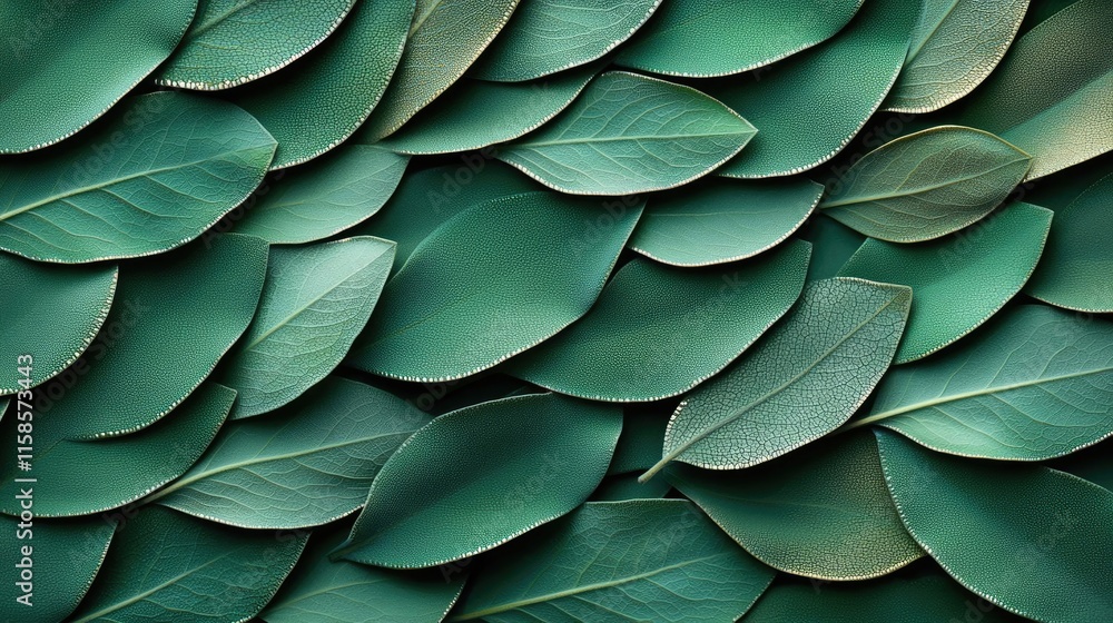 Aufkleber Sage leaves abstract background concept. An intricate pattern of green leaves creating a lush and vibrant texture.