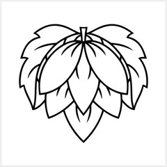 Hop cone with leaves. Design element for logo, emblem, restaurant menu, craft beer pub, brewery. Vector stock illustration