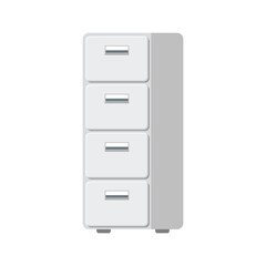 Office cabinet icon in flat style. Furniture storage vector illustration on isolated background. Drawer sign business concept.