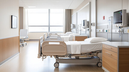 Modern healthcare facility with customizable treatment spaces and beds