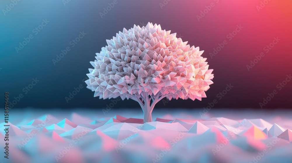 Poster plane tree abstract background idea. a stylized tree with geometric shapes and vibrant colors, repre